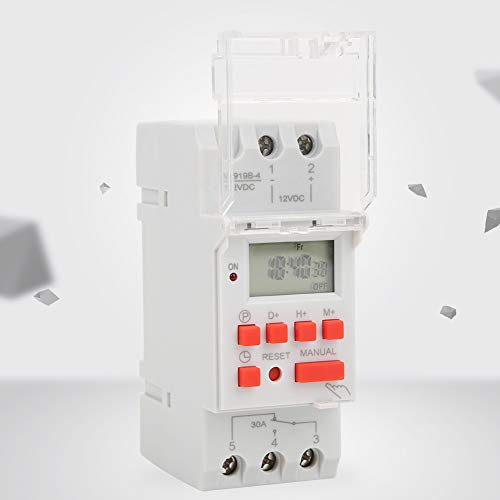 Interruptor Temporizador de 30 A con Función de Cuenta Regresiva, Cuenta Regresiva de 24 Horas para Apagado, Montaje en Riel DIN de 35 Mm, 16 Programas de Encendido o Apagado por