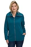 Reißverschluss Ulla Popken Damen Sweatjacke mit Drapagekragen Jacke, Blau, 46-48 Große Größen EU