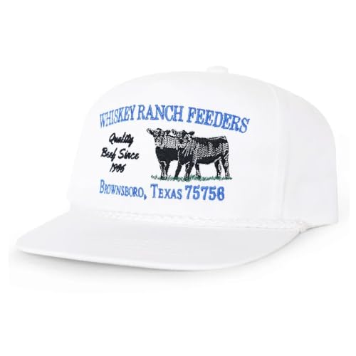 Image of WHISKEY BENT HAT CO. Whiskey Ranch Feeders Roped Adjustable Snapback Hat White