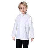 TopTie Kid's Chef Coat For Cook Uniform Halloween Costume-White-4