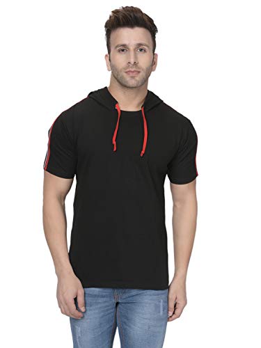 Image of GRITSTONES Men's Half Sleeves Hooded Taping T-Shirt GSHSHDTP2257