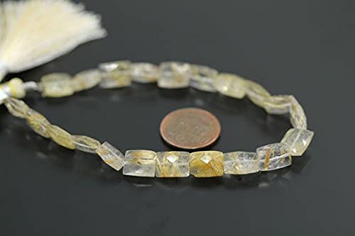 Quartz rutilé doré de qualité gemme en perles rectangles facettées pour bijoux - 2