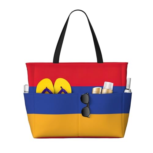 Flag Of Armenia Large Capacity Foldable Tote Bag Women Beach Tote Bag Handbag Gym Bag Travel Shopping Bag