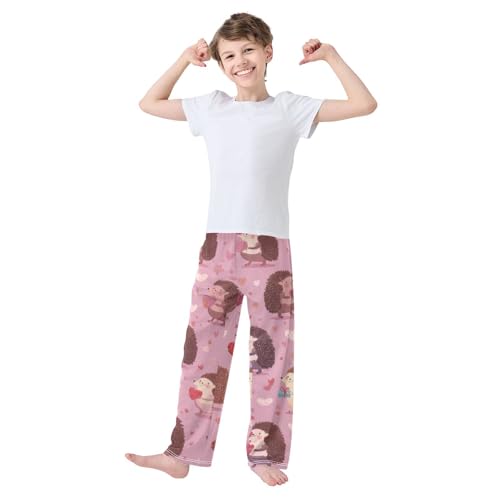 Hedgehog Sweet Love Boys Long Pants Soft Trousers Elastic Waist Kids Lounge Bottoms with Pockets S-XL3