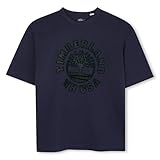 Logo floccato sul davanti Timberland T60532 Maglietta da ragazzo, Bleu indigo, 10 anni