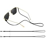 Dazzliq 2 pcs Sunglasses String Eyeglasses Holder Straps Cord Retainer Glasses Strap Eyeglass Lanyard Neck Holders Cord Adjustable Strap Black Eyeglass Chains around Neck, Sports Eyeglass Straps