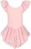 Girls 4-5 Years Ruffle Sleeve Ballet Dance Leotard Pink Skirted Bodysuit Dress Breathable Dancewear...