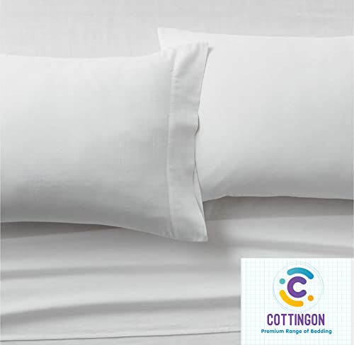 Image of Cottingon 4 Pieces Rv Bunk Bed Cot Sheets 28 X 75, Luxury Soft Microfiber Bed Set for Campers fits 6 to 10 Inches Deep Pocket Mattress, White
