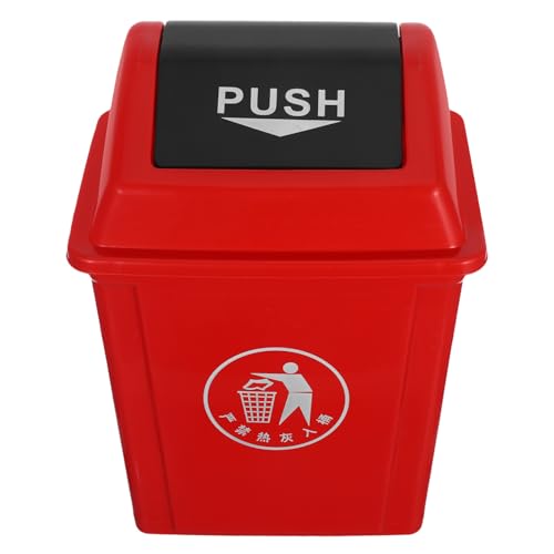 Cubo de basura rojo de 10l con tapa abatible de plastico diseño moderno