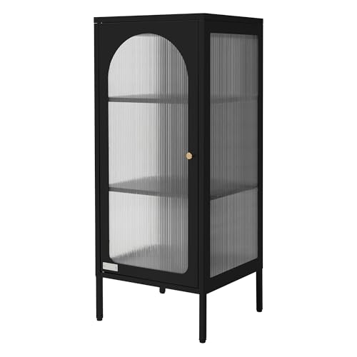 ML-Design Vitrine de Salon 42x102,5x40 cm, Noir, Armoire Étroite avec 3 Compartiments de...