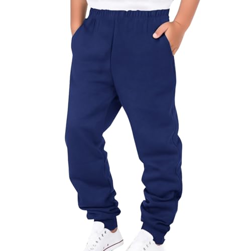 Boys Sweatpants Fall Sport Pull-on Fleece Jogger Pants with Pockets Winter Casual Athletic Elastic Trousers