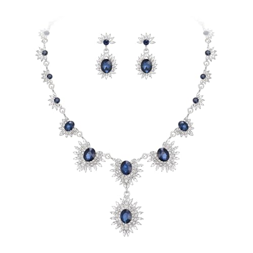 Conjunto de joyas de cristal con brillantes ovaladas y marquesa estilo rhinestone