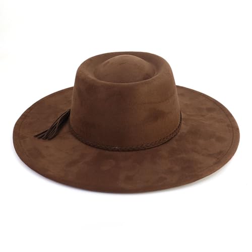 Image of LIDHAY Wide Brim Fedora Hat for Men Women Big Rancher Felt Hat Pork Pie Jazz Hat