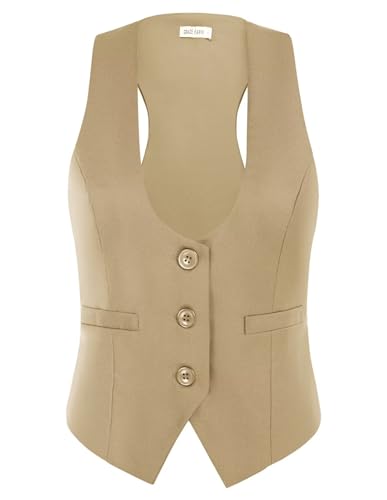 Image of GRACE KARIN Women's Suit Vest Top, Dressy Casual Sleeveless Button Wasitcoat, Fromal Steampunk Blazer For Work Office