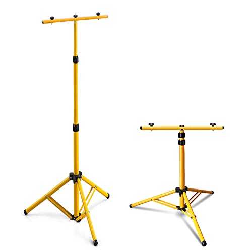 Tubiaz Trépied télescopique pour lumière de projection, spot LED, acier, lampe de travail jaune, support pour 1 ou 2 projecteurs, hauteur jusqu'à 1,60 m...