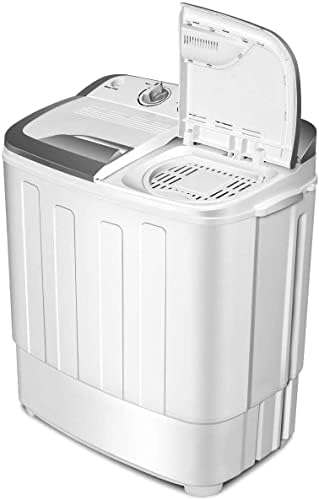 FUTADA Washing Machine, Twin Tub Mini Washer, 13Lbs Capacity Washer & Spinner, Semi-Automatic Energy Saving, w/Inlet and Drain Hose, Compact Laundry Machines for Apartment, Home, Dorm Gray