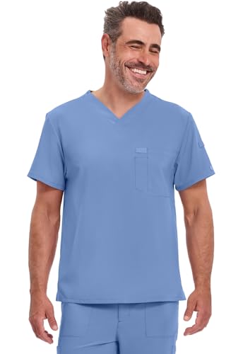 Image of Dickies EDS Essentials Scrubs for Men V-Neck 360 Stretch Medical Scrub Top | Relaxed Fit, 2 Pocket Design, 360 Stretch, Moisture Wicking Fabric, Durable Construction, Side Vents, Easy Care