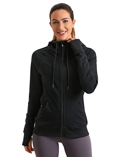 CRZ YOGA Women's Full Zip Hooded Sweatshirts Workout Sweat Jackets