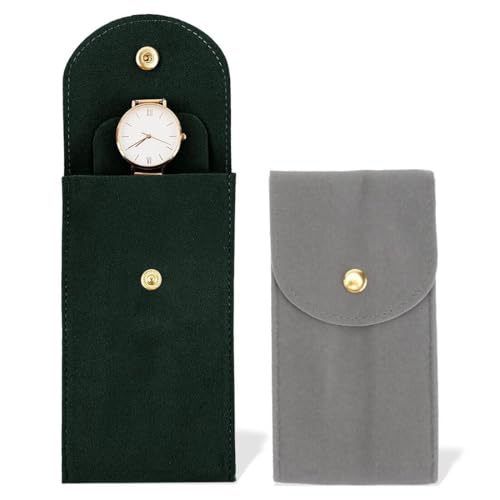 Borse da viaggio per orologi: queste borse da viaggio per orologi sono perfette per proteggere i tuoi orologi di valore da polvere, graffi e sporco, sia in viaggio che in un cassetto di casa. Oltre agli orologi, possono essere utilizzati anche per riporre collane, bracciali e gioielli come cavigliere, offrendo una protezione completa per i tuoi accessori più preziosi.