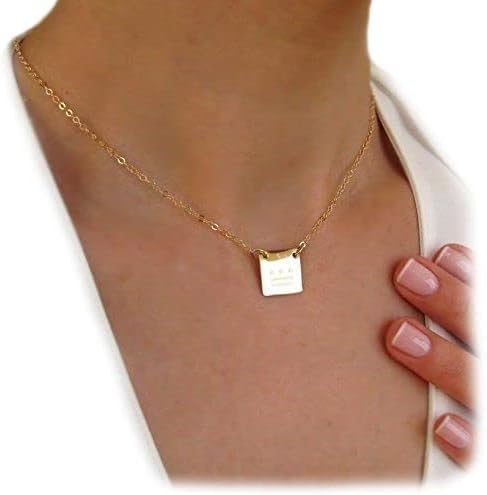 NadinArtDesign Personalized Square Pendant necklace 14K Gold Fill...
