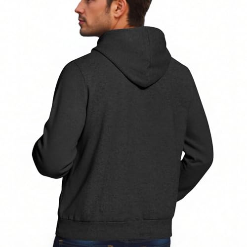 Men's Solid Color Basic Long Sleeve Hoodies, Casual Comfy Full Zip Sweatshirts Fall Going Out Fashion Outfits with Pockets3