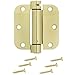 Amazon Basics Self-Closing Door Hinge, 3.5 Inch x 3.5 Inch, 1 Piece, Polished Brass
