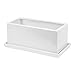 Polnix Keramik Übertopf m. Untersetzer Trog Blumentopf H 14 cm rechteckig Weiss glatt Ablauf