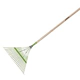 VITO - Râteau à Feuille 157 cm avec Manche en Bois - Balai à Gazon 22 Dents Ramasse Feuilles et Nettoyage du Jardin