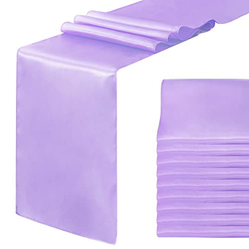 Jevix 10 Pack Satin Table Runner 12 X 108 Inch Silk Table Runner For Party,Wedding, Birthday, Banquets,Decoration(Lavender) #TOP4