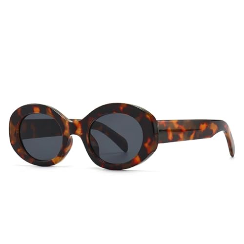 Lunettes de soleil ovales pour femme avec verres léopard UV400