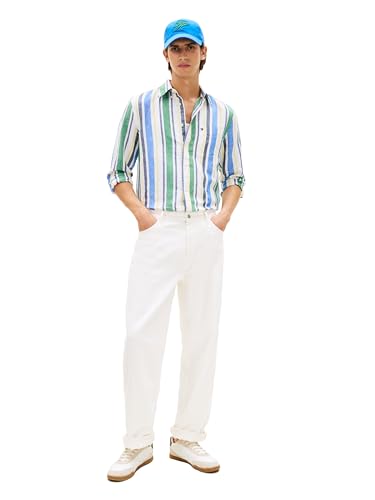 Image of Tommy Hilfiger Men's Long Sleeve Casual Linen Button Down Shirts in Regular Fit