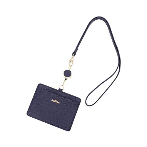 [ アフタヌーンティー リビング ] AfternoonTea LIVING 定期入れ HQ43 フラワーチャーム付き本革コードリールIDケース/Afternoon Tea PREMIUM ネイビーのサムネイル