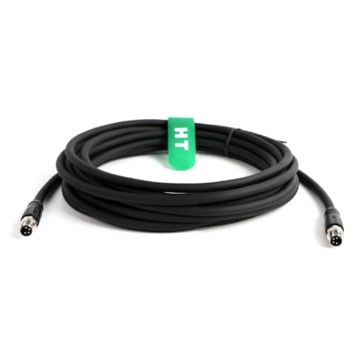 Actuator Sensor Power Cable for Keyence Omron Phoenix Contact Field Device, M8 4 Pin to 4 Pole Male, Shielded A-Code Male 5m