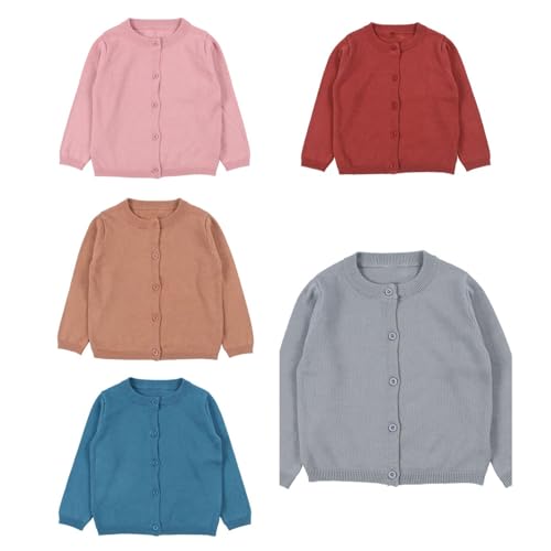 Girls Cardigan Long Sleeve Button Front Knit Sweater Kids School Uniforms Sweaters Soft Cute Chunky Outerwear Coat W/Pockets2