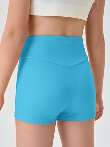 Haloumoning Girls Athletic Ruched V-Waist Shorts - Kids Dance, Yoga, Gymnastics Active Shorts - Black3