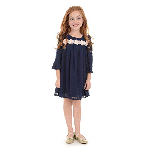 Laura Ashley Baby Girls Bell Sleeve Clip Dot Dress, Navy, 0/3M Laura Ashley Baby Girls Bell Sleeve Clip Dot Dress, Navy, 0/3M