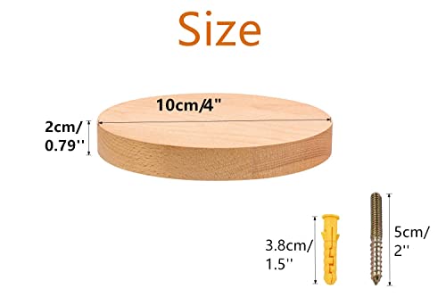 Z Metnal Small Wood Floating Shelves, 4 Inch Mini Little Natural Wooden Decorative Round Shelf For Collection Action Figures, Decor Display Circle Wall Ledge Shelf, Beech, Wall Mounted, 3 Pack #TOP1