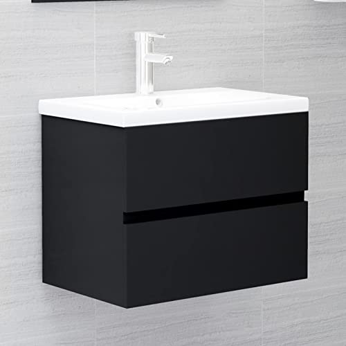 HOFMSX Mueble para Lavabo de Madera de ingeniería, Color Negro, 60 x 38,5 x 45 cm, para baño, Armario bajo Lavabo, Conjunto de Muebles