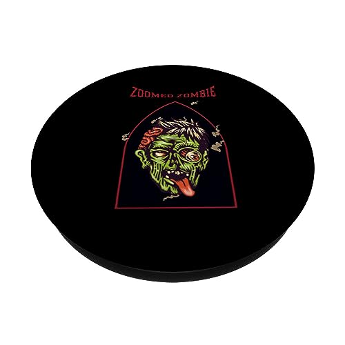 Zoomed Zombie Funny Halloween Zombie Designs Present PopSockets Swappable PopGrip, Black - Image 2