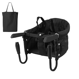 Surplex Trona Portátil Bebé, Sillita Ajustable A La Mesa Mesa Asiento de mesa para bebé, Fast – Trona con Cinturón de Seguridad, plegable Trona de Viaje Arnés de 7 puntos(6-36 meses), Negro