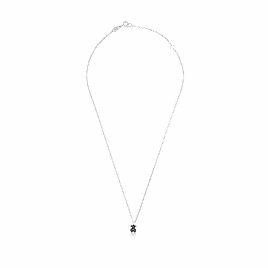 TOUS Collar de Plata de Primera Ley para Mujer con Motivo de Oso en Espinela 0,75 cm, Largo 45 cm, Clásico y Sofisticado, Colección Motif