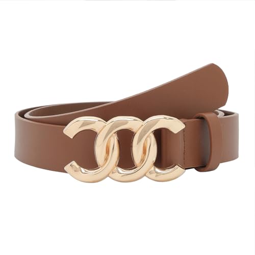 Women Belt for Jeans Pants Dress Faux Leather Cinch Waist Belt for Ladies with Gold Buckle2