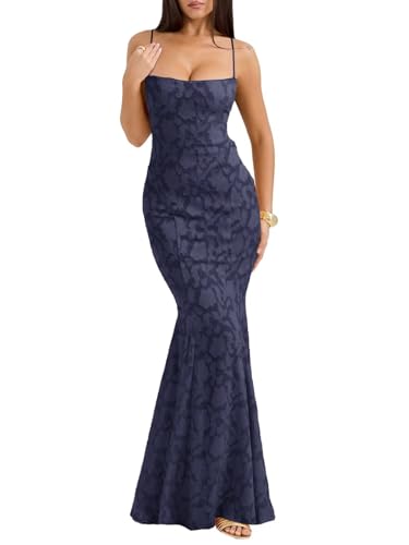 Jacquard Floral Wedding Guest Dresses Spaghetti Straps Lace Maxi Formal Prom Bridesmaid Dress
