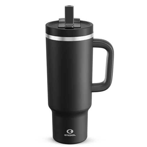 40 oz Tumbler with Handle and Straw: Stainless...