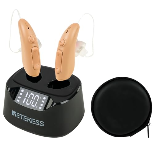 Image of Retekess TE201 Hearing Aids for Seniors, Gift for Parents, Beginners & Backup, Safe&Clear Sound,Movie Mode,40H Battery Life with Charging Case,Discreet Design Rechargeable OTC Hearing Aid Kit