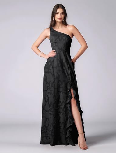 Lace Jacquard Bridesmaid Dresses Women's Ruched One Shoulder Formal Evening Party Dress2