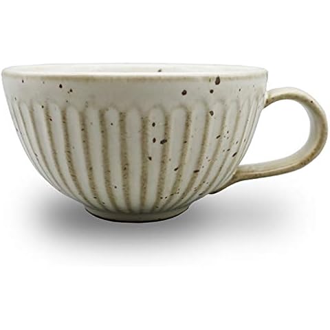 Bicrops Ceramic Retro Shaving Soap Bowl for Men, Cup Handle, Wide Mouth, Large Capacity, Easier to Lather (Off-White) Cover