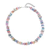 Dreuyet Puka Shell Necklace for Men Women Bohemian Handmade Natural White Colorful Irregular Shell Choker Necklace Adjustable Seashell Necklace Cowrie Hawaiian Summer Beach Boho Jewelry Gifts (Colorful)