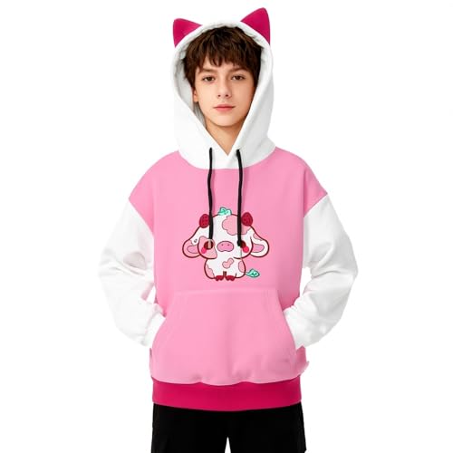 Sweat à capuche garçon motif chat pull doux enfants