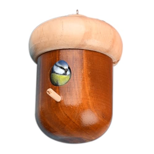 Casas para Colibríes para Exteriores – Casa para Pájaros De Madera Natural con Cuerda | Pequeño Refugio Colgante para Colibríes Y Pájaros Silvestres | Transpirable, Duradero, Resistente Al Viento Y A